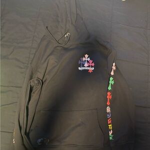 Black Hoodie with Colorful Graphic - CHROME HEARTS